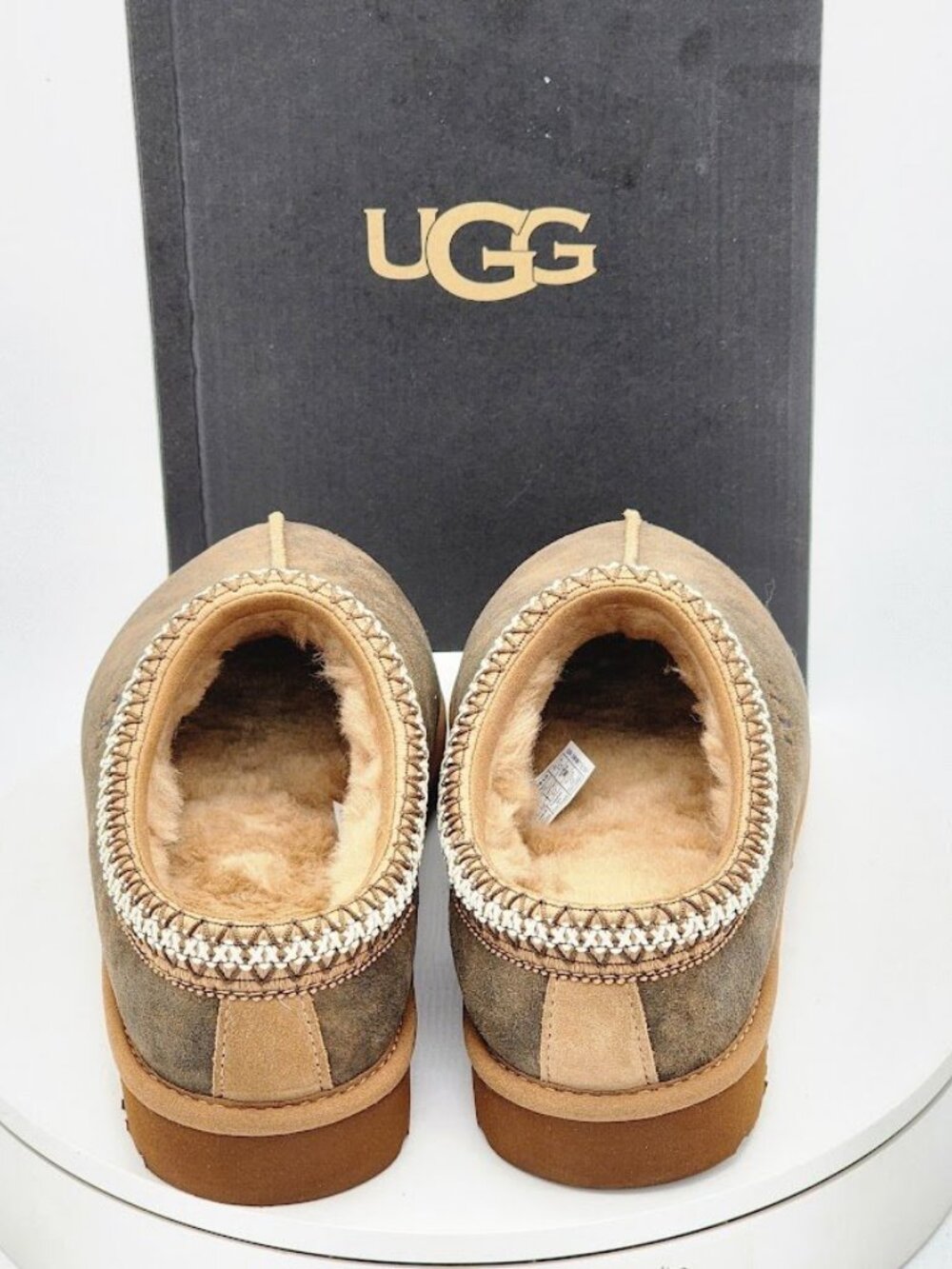 UGG Tasman Baxter Slippers Men’s Size 9 Chestnut Suede Shearling Clog - Picture 5 of 12